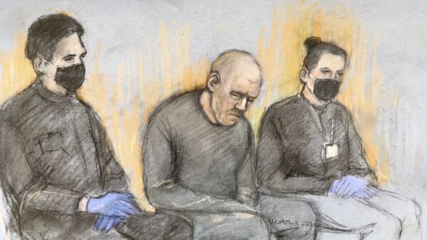 This court artist sketch by Elizabeth Cook shows serving police constable Wayne Couzens, center appearing in the dock at Westminster Magistrates' Court, in London, Saturday, March 13, 2021 - Sputnik International