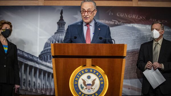 Senate Majority Leader Chuck Schumer, D-N.Y., speaks during a news conference at the Capitol in Washington, Tuesday, March 16, 2021.  - Sputnik International