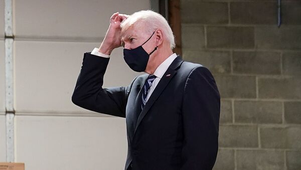 U.S. President Joe Biden speaks during a Help is Here Tour event to highlight the $1.9 trillion American Rescue Plan Act coronavirus disease (COVID-19) aid law, as he visits Smith Flooring in Chester, Pennsylvania, U.S., March 16, 2021 - Sputnik International