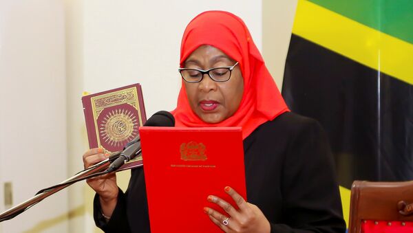 Tanzania's new President Samia Suluhu Hassan takes oath of office following the death of her predecessor John Pombe Magufuli at State House in Dar es Salaam, Tanzania March 19, 2021 - Sputnik International