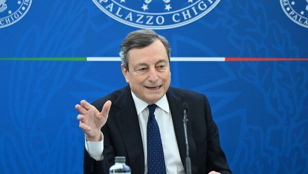 Italy's Prime Minister Mario Draghi speaks during a news conference after a cabinet meeting in Rome, Italy, March 19, 2021. - Sputnik International