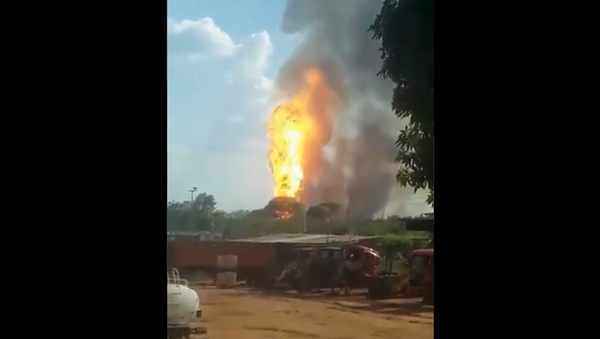 A screenshot from the video of the explosion at a gas pipeline in Venezuela posted on Twitter on March 21, 2021. - Sputnik International