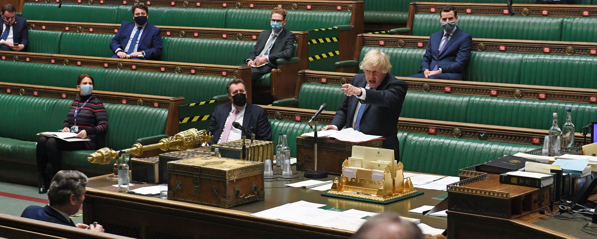 Britain's Prime Minister Boris Johnson points during the weekly question time debate at the House of Commons in London, Britain March 10, 2021 - Sputnik International, 1920, 14.12.2021