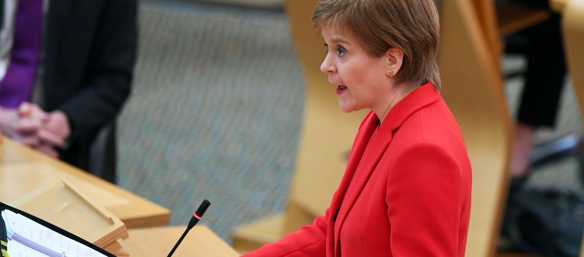 Scotland's First Minister Nicola Sturgeon attends First Minister's Questions at the Scottish Parliament in Edinburgh, Scotland, Britain March 18, 2021 - Sputnik International, 1920, 23.03.2021