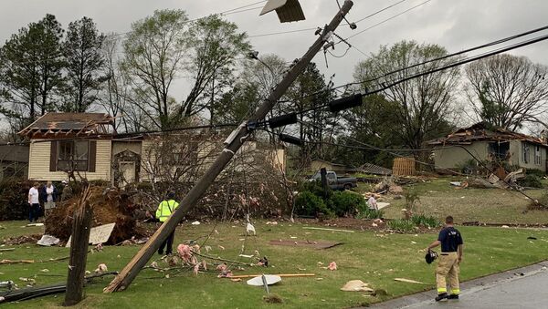 Damage to a home from a tornado in Pelham, Alabama - Sputnik International