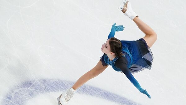Russia's Anna Shcherbakova performing her short program in ladies' singles at 2021 World Figure Skating Championships in Stockholm, Sweden - Sputnik International