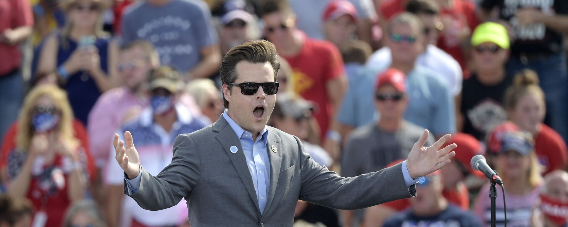 Rep. Matt Gaetz, R-Fla., addresses the crowd during a President Donald Trump campaign rally at the Ocala International Airport, Friday, Oct. 16, 2020, in Ocala, Fla. - Sputnik International, 1920, 19.11.2024