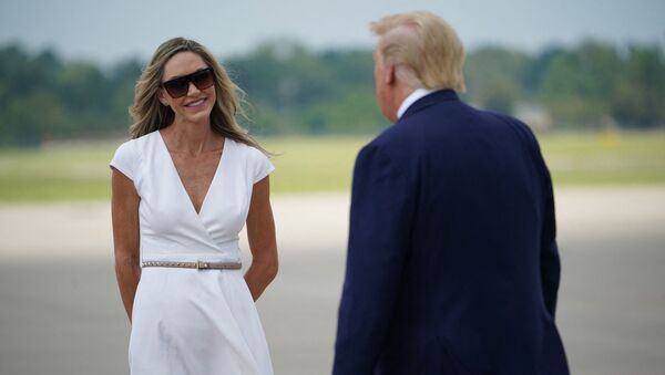 US President Donald Trump, with daughter-in-law Lara Trump, arrives at Wilmington International Airport in Wilmington, North Carolina on September 2, 2020. - Trump is in Wilmington to designate it as the first American World War II heritage city on the 75th anniversary of the end of WWII. - Sputnik International