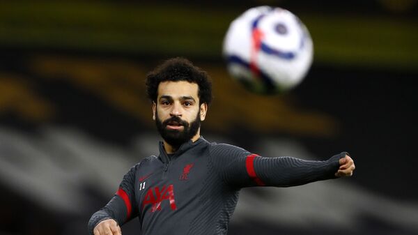 Liverpool's Mohamed Salah during the warm up before the match on March 15, 2021 - Sputnik International