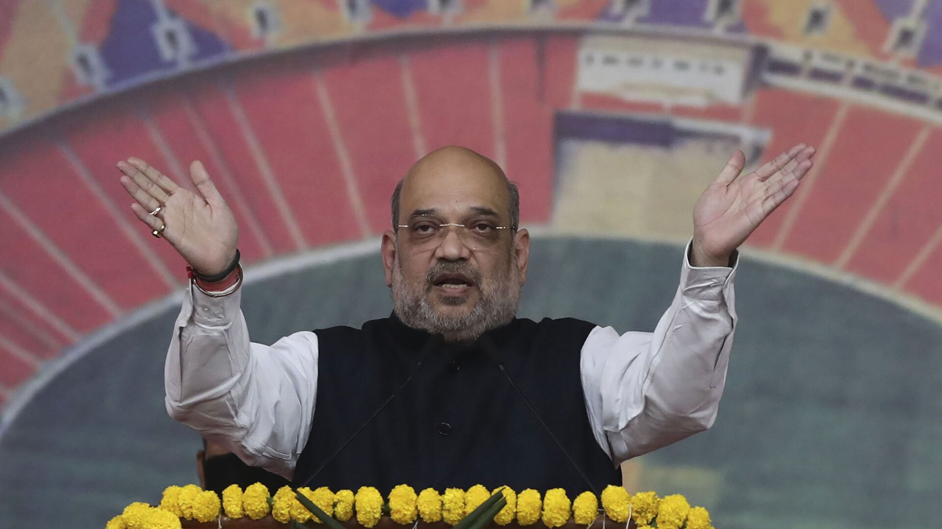 Indian Home Minister Amit Shah speaks during the inauguration of Narendra Modi Stadium in Ahmedabad, India, Wednesday, Feb. 24, 2021. The stadium was previously known as the Sardar Patel Gujarat Stadium. - Sputnik International, 1920, 19.07.2021
