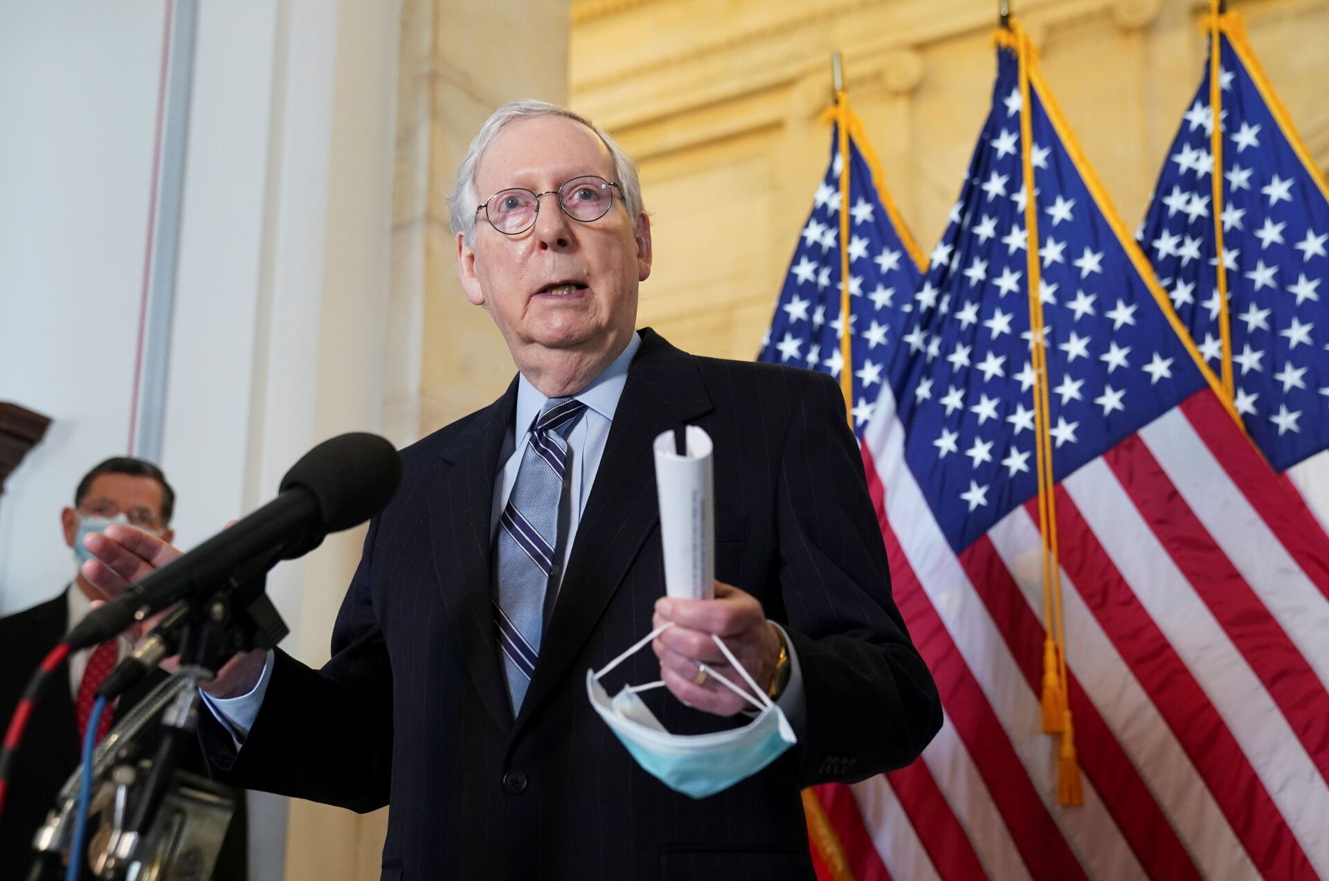 Senate Minority Leader Mitch McConnell speaks to reporters after the Senate Republican lunch on Capitol Hill in Washington, U.S., March 23, 2021 - Sputnik International, 1920, 07.09.2021