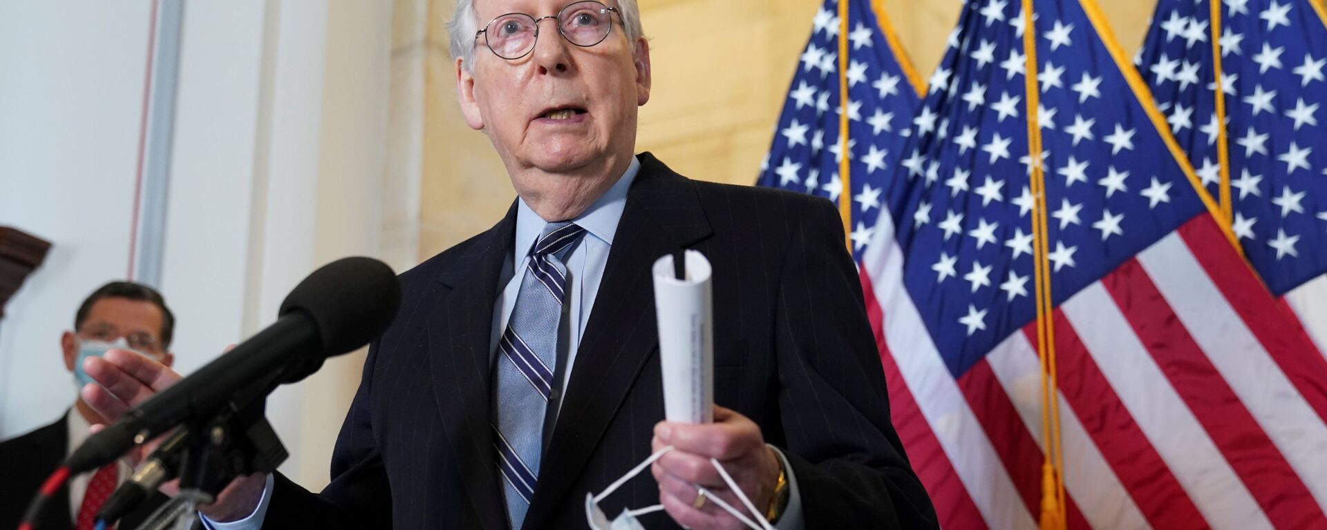 Senate Minority Leader Mitch McConnell speaks to reporters after the Senate Republican lunch on Capitol Hill in Washington, U.S., March 23, 2021 - Sputnik International, 1920, 08.11.2021