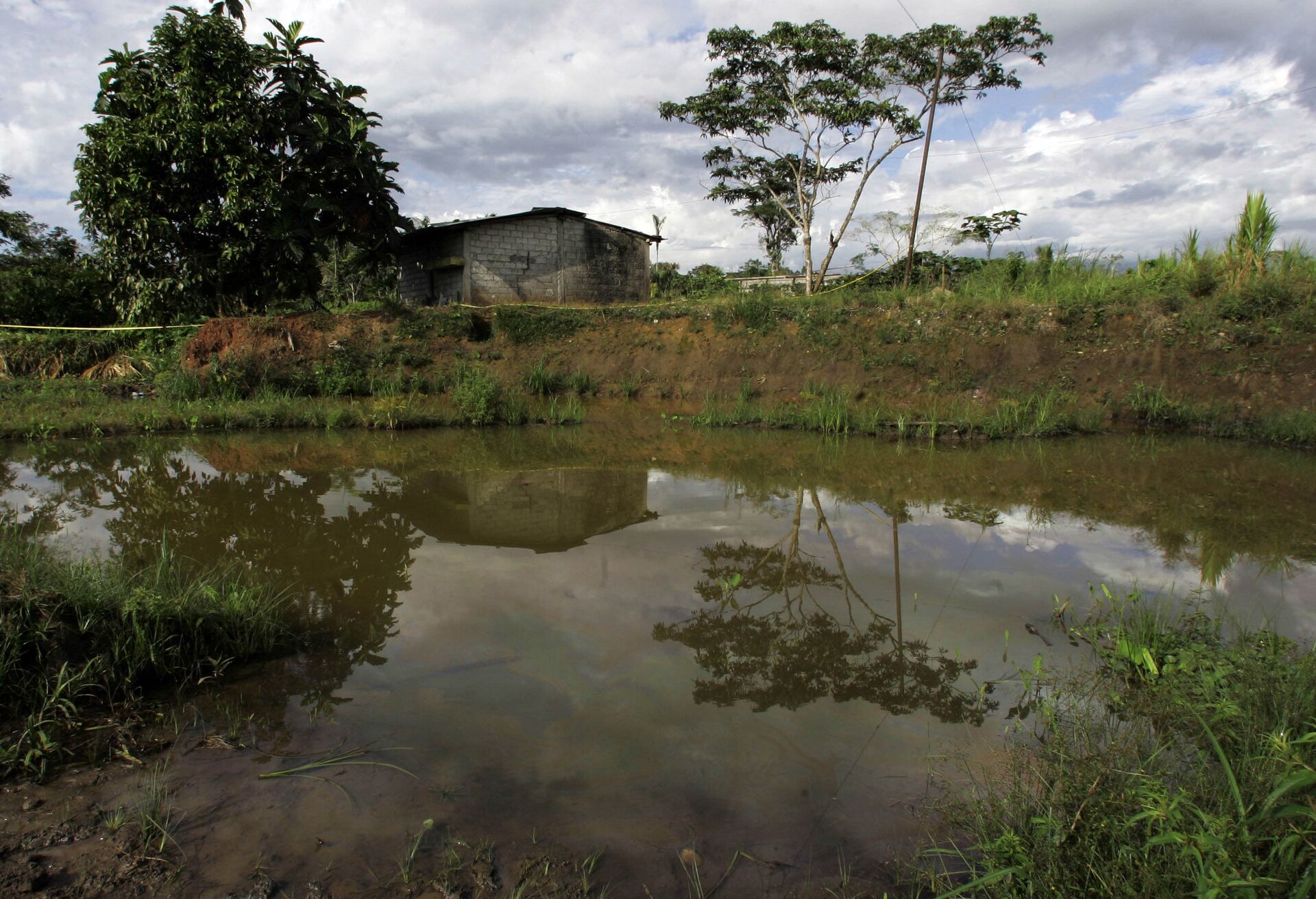 Oil floats in the water near a home in Lago Agrio, Ecuador on Aug. 4, 2008. Ecuador's President Rafael Correa has sided squarely with the 30,000 plaintiffs, Indians and colonists, in a class-action suit, dubbed an Amazon Chernobyl by environmentalists, over the slow poisoning of a Rhode Island-sized expanse of rainforest with millions of gallons of oil and billions more of toxic wastewater. - Sputnik International, 1920, 07.09.2021