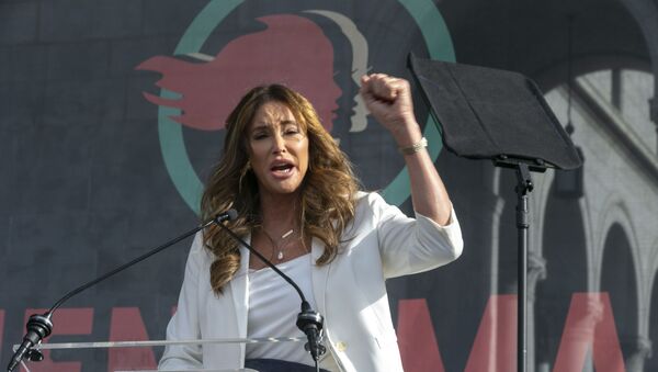 Transgender rights activist Caitlyn Jenner speaks at the 4th Women's March in Los Angeles on Saturday, Jan. 18, 2020. Thousands gathered in cities across the country Saturday as part of the nationwide Women's March rallies focused on issues such as climate change, pay equity, reproductive rights and immigration. (AP Photo/Damian Dovarganes) - Sputnik International
