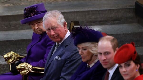 Britain's Kate, Duchess of Cambridge, Prince William, Camilla, the Duchess of Cornwall, Prince Charles and Queen Elizabeth II from foreground are seated at the Commonwealth Service at Westminster Abbey in London, Monday, March 11, 2019. Commonwealth Day has a special significance this year, as 2019 marks the 70th anniversary of the modern Commonwealth - a global network of 53 countries and almost 2.4 billion people, a third of the world's population, of whom 60 percent are under 30 years old.  - Sputnik International