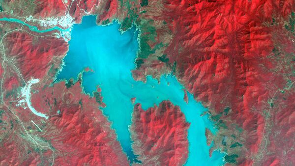 The Blue Nile River is seen as the Grand Ethiopian Renaissance Dam reservoir fills near the Ethiopia-Sudan border, in this broad spectral image taken November 6, 2020 - Sputnik International