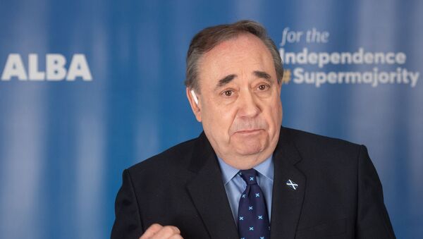 EDITORS NOTE: Graphic content / ALBA party leader and former First Minister of Scotland, Alex Salmond speaks during the launch of ALBA's national campaign during which a new 'Declaration for Scotland' was announced, in Ellon, Aberdeenshire, northwest Scotland on April 6, 2021.  - Sputnik International