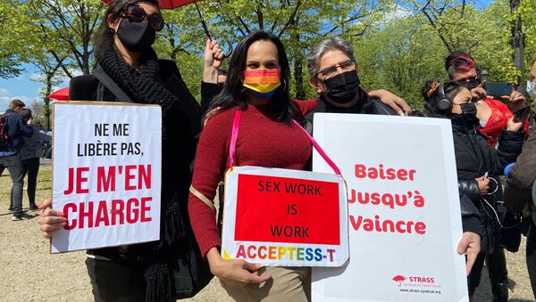 Sex workers rally in Paris on 13 April 2021 - Sputnik International