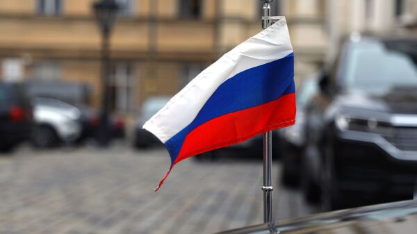The flag of the Russian Federation on an embassy car - Sputnik International