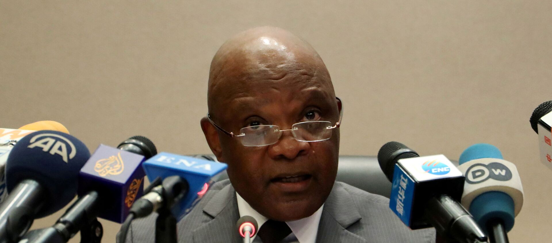 FILE PHOTO: John Nkengasong, Africa’s Director of Centers for Disease Control (CDC), speaks during a news conference on coronavirus at the African Union Headquarters in Addis Ababa - Sputnik International, 1920, 16.04.2021