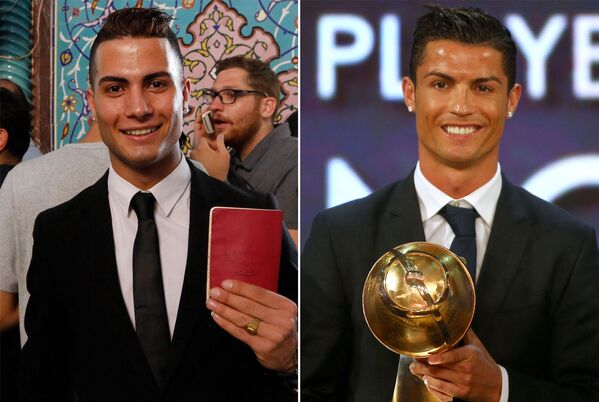 Iranian Reza Alireza Lou (L) and Real Madrid's Portuguese soccer player Cristiano Ronaldo (R) - Sputnik International