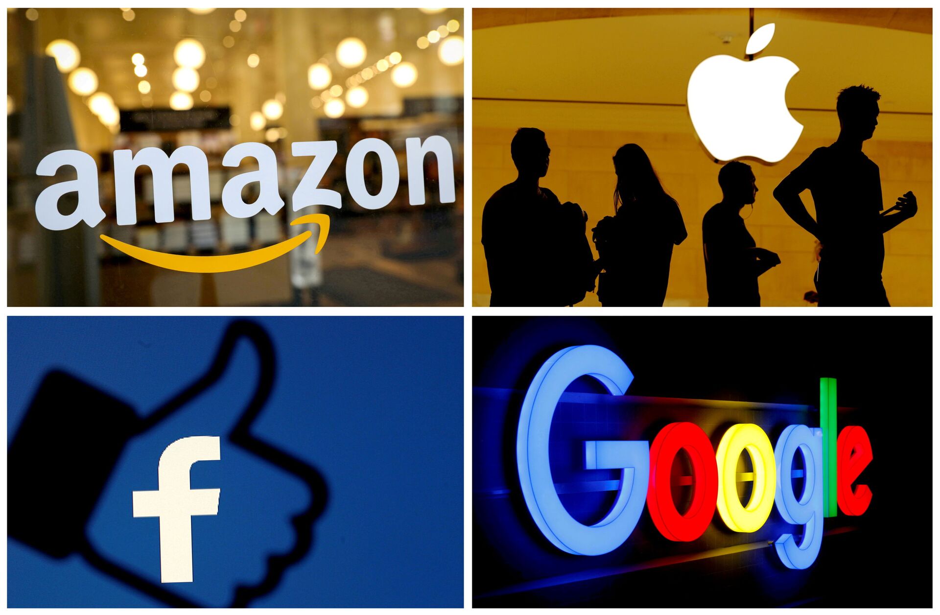 The logos of Amazon, Apple, Facebook and Google in a combination photo. File Photo - Sputnik International, 1920, 21.09.2021