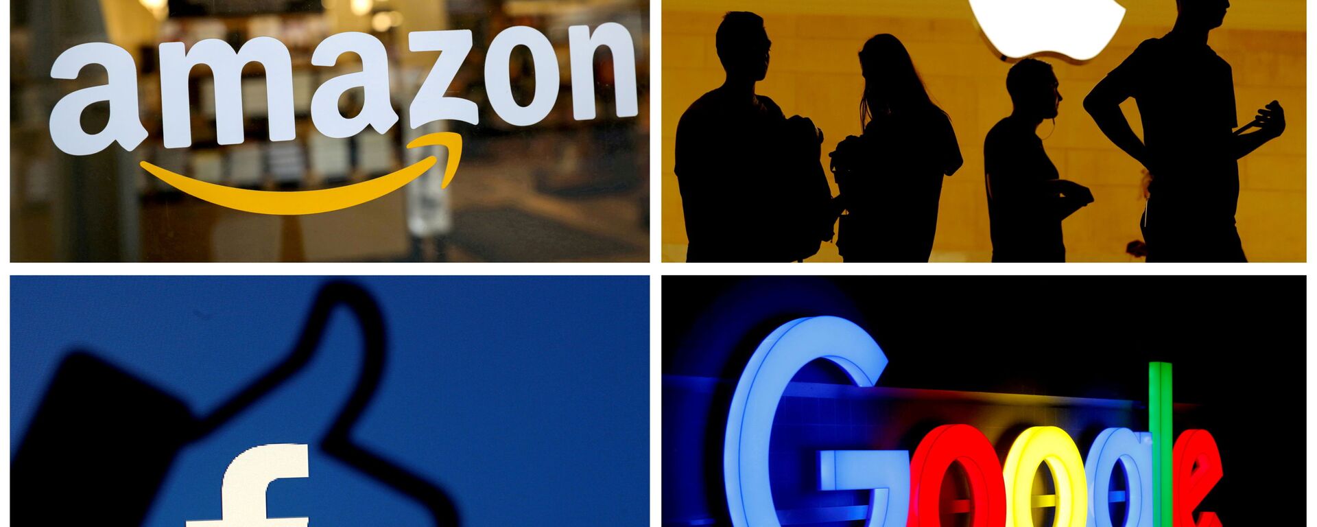 The logos of Amazon, Apple, Facebook and Google in a combination photo. File Photo - Sputnik International, 1920, 14.10.2021
