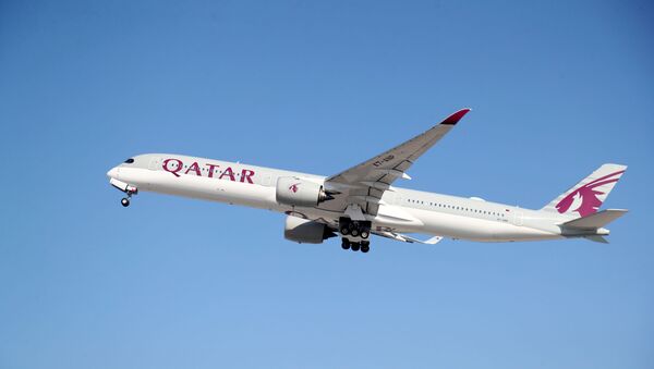 A Qatar Airways plane takes off at Hamad International Airport, as the country resumes international flights to Saudi Arabia, in Doha, Qatar January 11, 2021. - Sputnik International