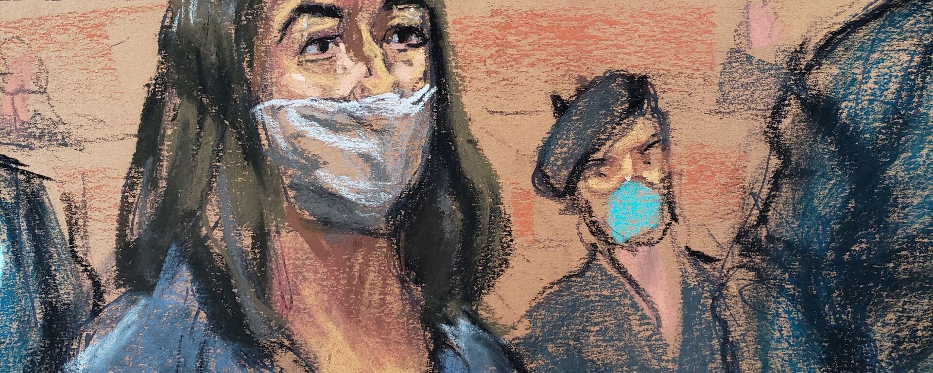 British socialite Ghislaine Maxwell appears during her arraignment hearing on a new indictment at Manhattan Federal Court in New York City, New York, U.S. April 23, 2021, in this courtroom sketch.  - Sputnik International, 1920, 02.04.2022