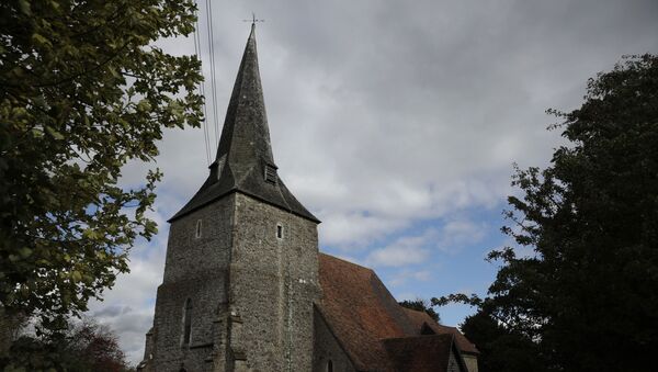 St Mary's Church, of which parts date back to the 12th century, stands neighboring where a post-Brexit customs clearance border post facility is being constructed on land that was previously a field between the villages of Mersham and Sevington in the county of Kent, south east England, Tuesday, Oct. 6, 2020.  - Sputnik International