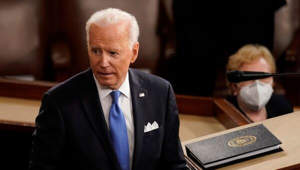 U.S. President Joe Biden turns from the podium after speaking to a joint session of Congress in the House chamber of the U.S. Capitol in Washington, U.S., April 28, 2021.  - Sputnik International