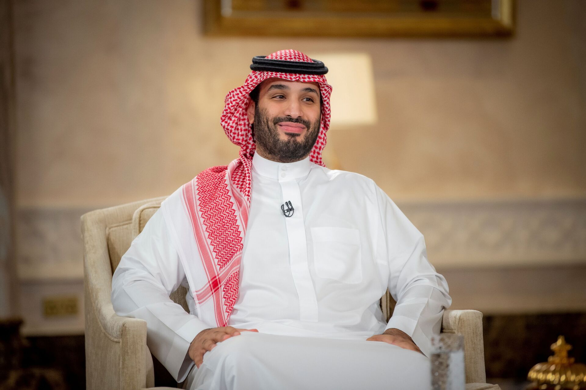 Saudi Crown Prince Mohammed Bin Salman smiles during a televised interview in Riyadh, Saudi Arabia, April 27, 2021. Picture taken April 27, 2021. - Sputnik International, 1920, 19.03.2022