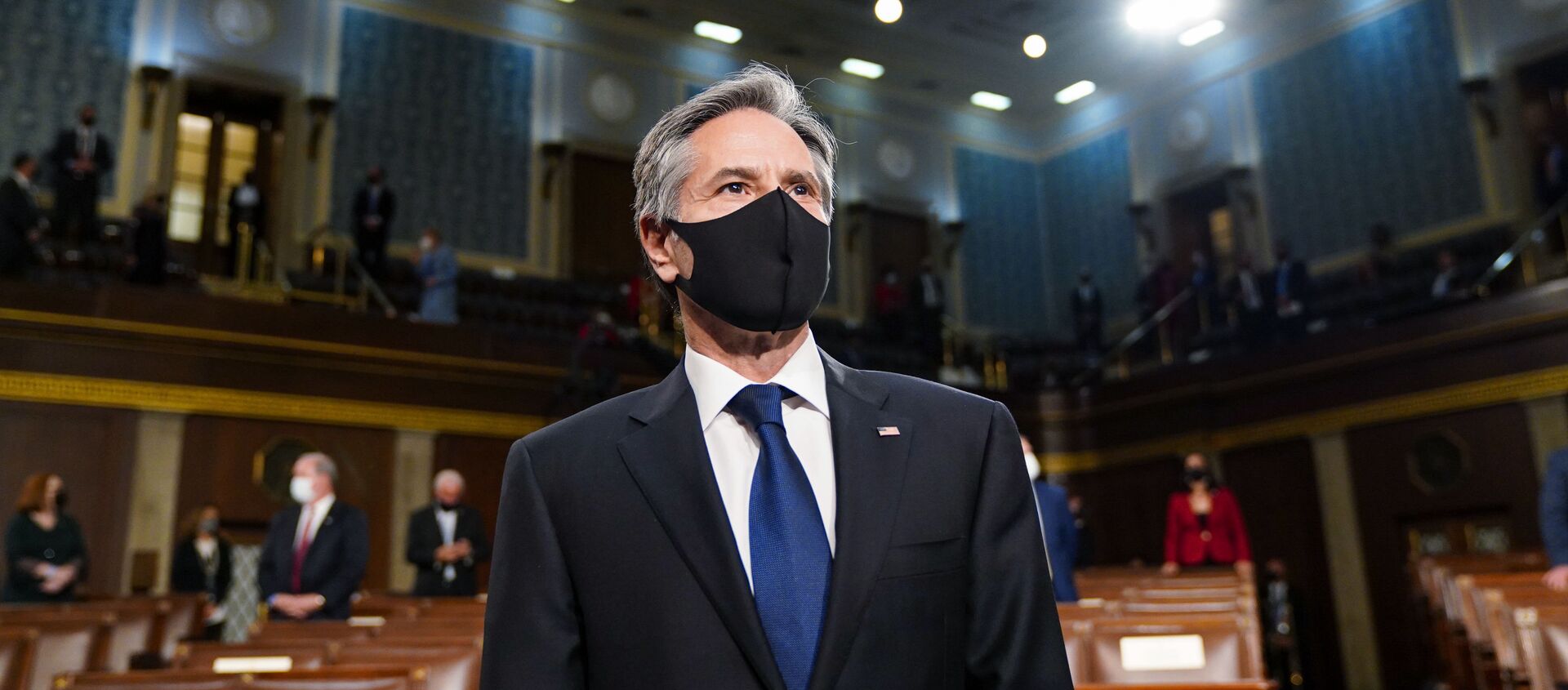 Secretary of State Antony Blinken arrives arrives ahead of President Joe Biden speaking to a joint session of Congress, Wednesday, April 28, 2021, in the House Chamber at the U.S. Capitol in Washington. - Sputnik International, 1920, 30.04.2021