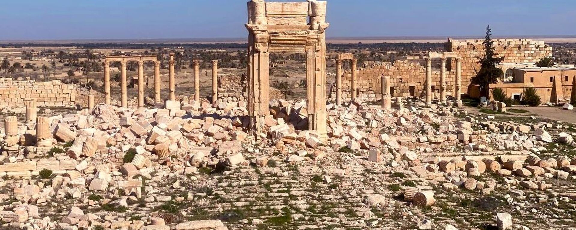 The view shows ruins of Palmyra, an ancient Semitic city and historical architectural monument in present-day Homs Governorate, outside Damascus, Syria. - Sputnik International, 1920, 30.04.2021