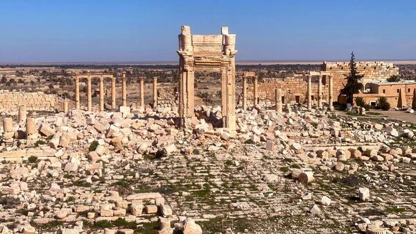 The view shows ruins of Palmyra, an ancient Semitic city and historical architectural monument in present-day Homs Governorate, outside Damascus, Syria. - Sputnik International