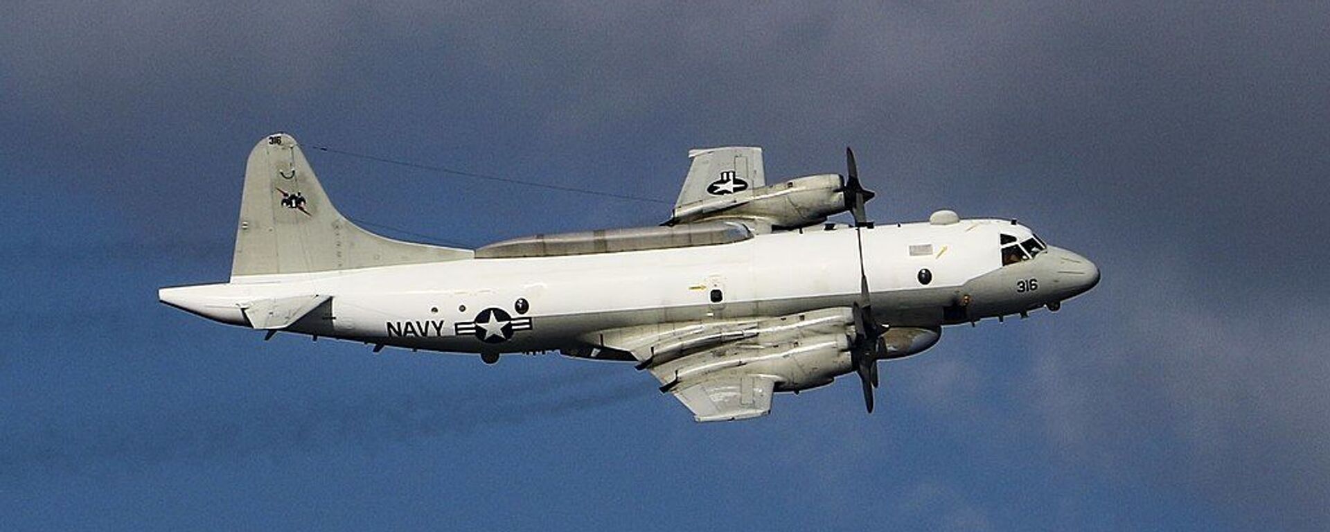 A U.S. Navy Lockheed EP-3E Aries II assigned to Fleet Air Reconnaissance Squadron 1 (VQ-1) World Watchers in flight over the Mediterranean Sea on 28 February 2019. - Sputnik International, 1920, 13.07.2023