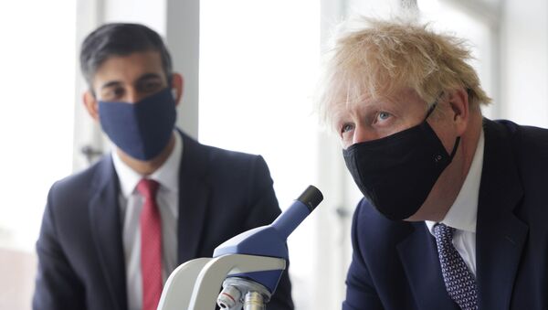 Britain's PM Johnson and Chancellor of the Exchequer Sunak visit school in London - Sputnik International
