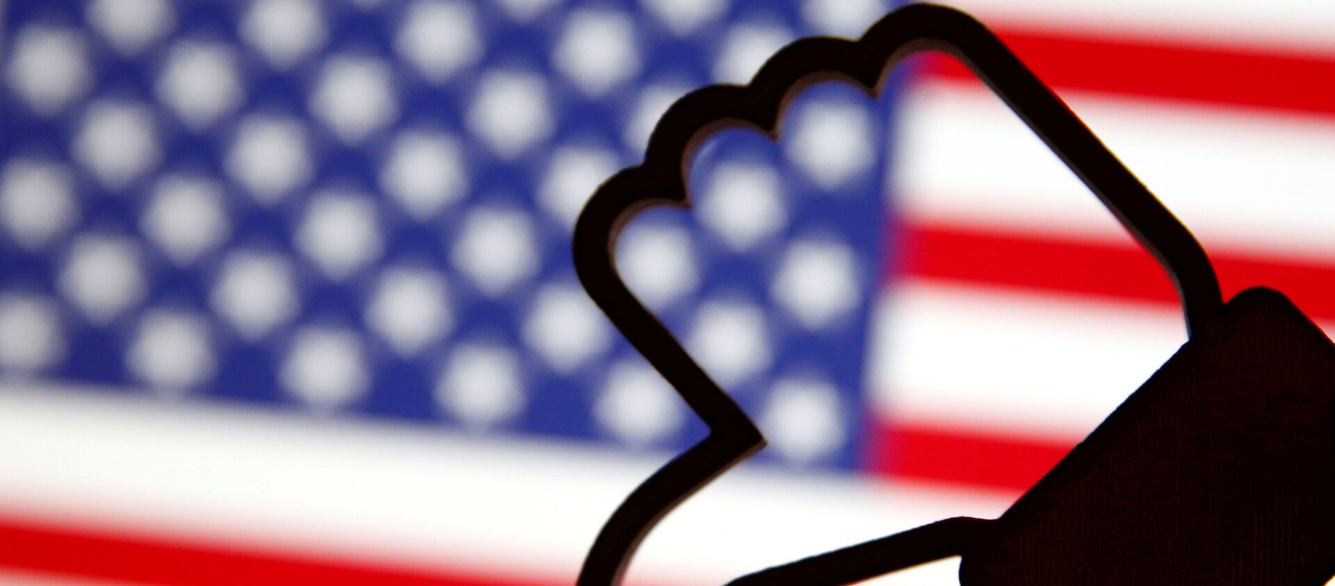 A 3D-printed Facebook Like symbol is displayed inverted in front of a U.S. flag in this illustration taken, March 18, 2018 - Sputnik International, 1920, 05.05.2021