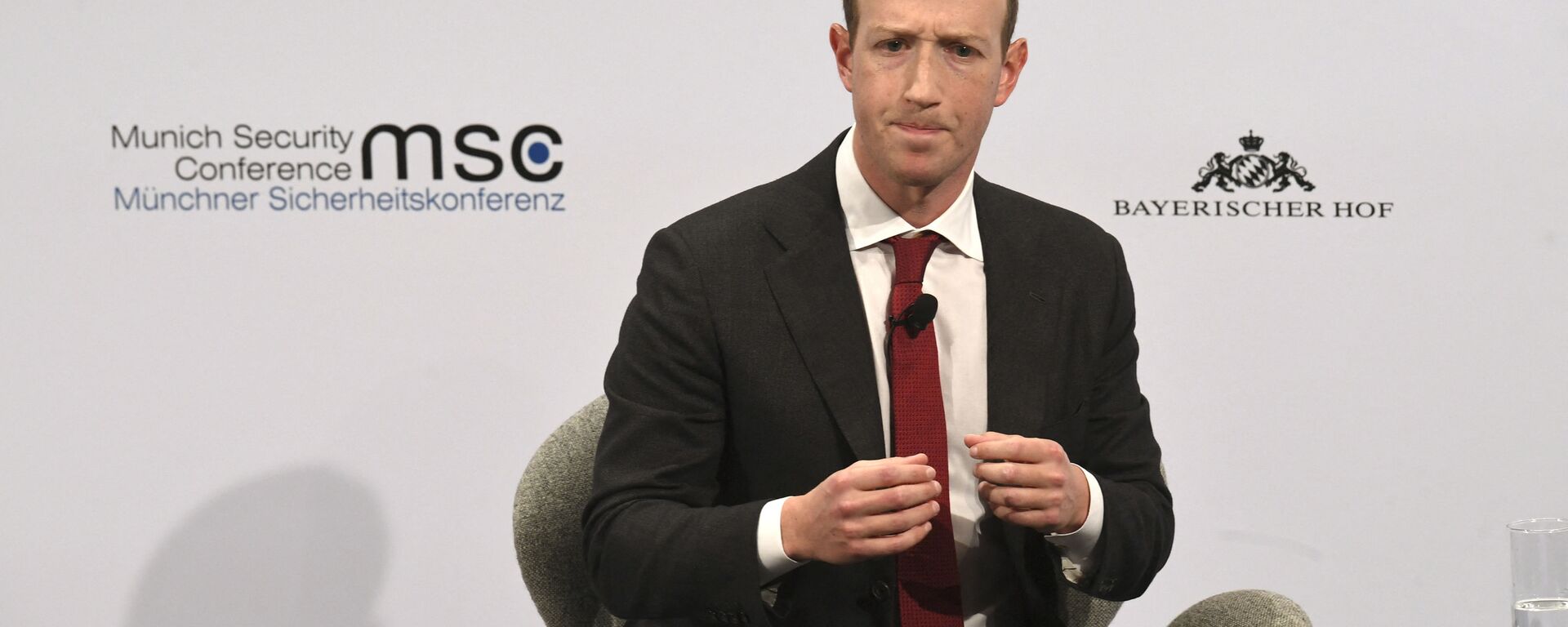 The founder and CEO of Facebook Mark Zuckerberg speaks during the 56th Munich Security Conference (MSC) in Munich, southern Germany, on February 15, 2020. - The 2020 edition of the Munich Security Conference (MSC) takes place from February 14 to 16, 2020.  - Sputnik International, 1920, 02.11.2021