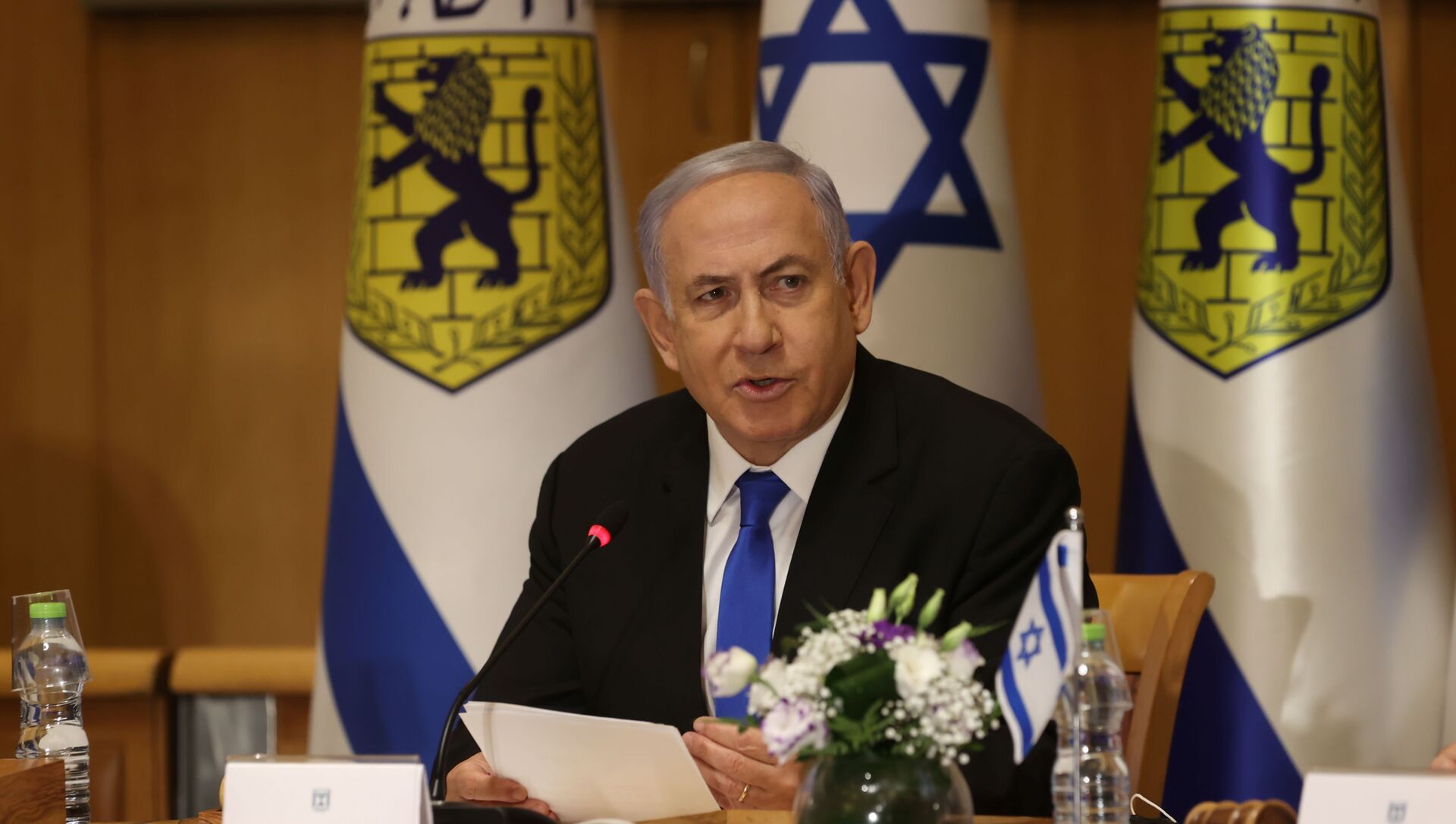 Israeli Prime Minister Benjamin Netanyahu attends a special cabinet meeting on the occasion of Jerusalem Day, in Jerusalem, May 9, 2021. - Sputnik International, 1920, 11.05.2021