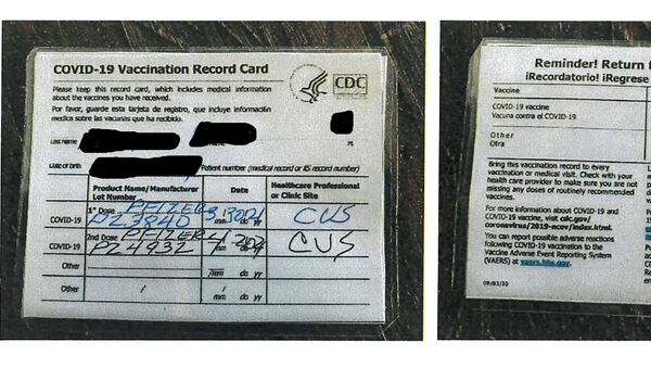 This undated photo provided by the California Department of Alcoholic Beverage Control shows a fraudulent COVID-19 vaccination card.  - Sputnik International