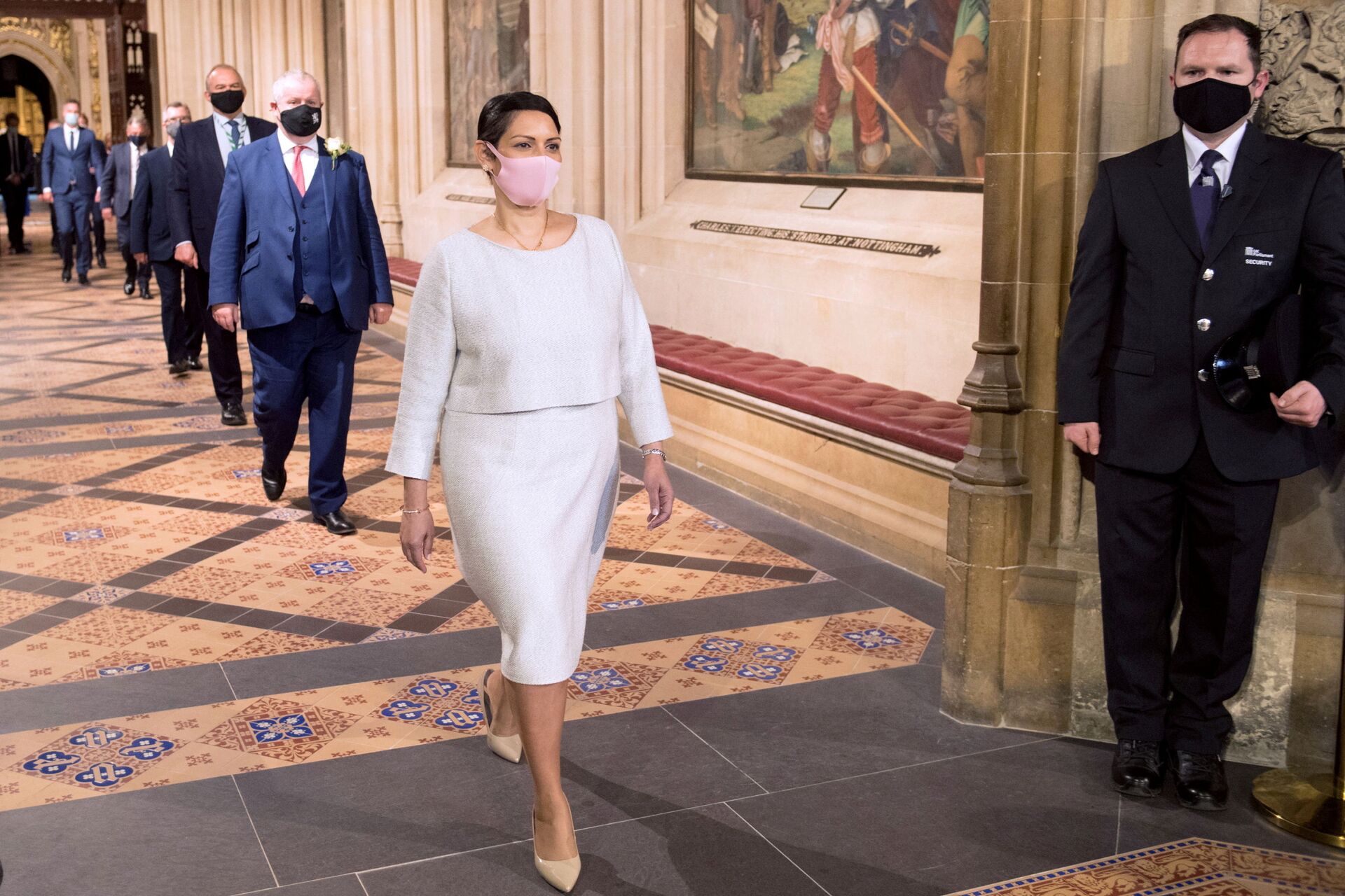 British Home Secretary Priti Patel processes through the Central Lobby from House of Lords after the Queen's Speech during the State Opening of Parliament in London, Britain May 11, 2021. - Sputnik International, 1920, 28.11.2021