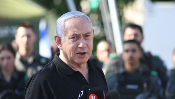 Israeli Prime Minister Benjamin Netanyahu speaks during meeting with Israeli border police following violence in the Arab-Jewish town of Lod, Israel May 13, 2021. - Sputnik International
