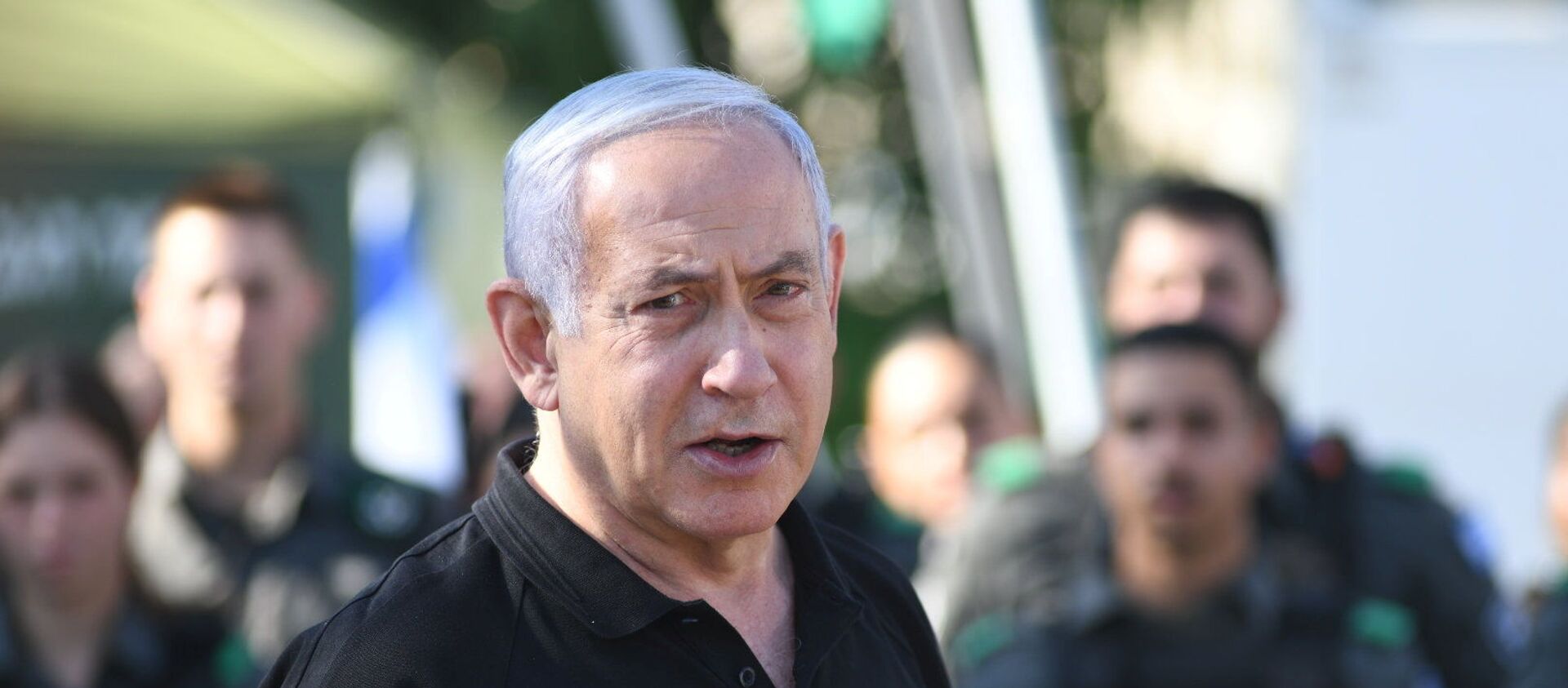 Israeli Prime Minister Benjamin Netanyahu speaks during meeting with Israeli border police following violence in the Arab-Jewish town of Lod, Israel May 13, 2021. - Sputnik International, 1920, 20.05.2021