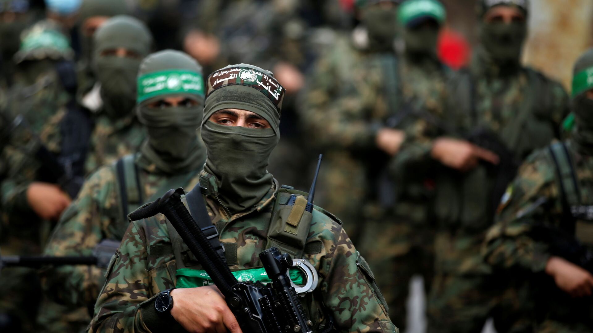 Palestinian Hamas militants take part in an anti-Israel rally in Gaza City May 22, 2021. REUTERS/Mohammed Salem - Sputnik International, 1920, 01.06.2021