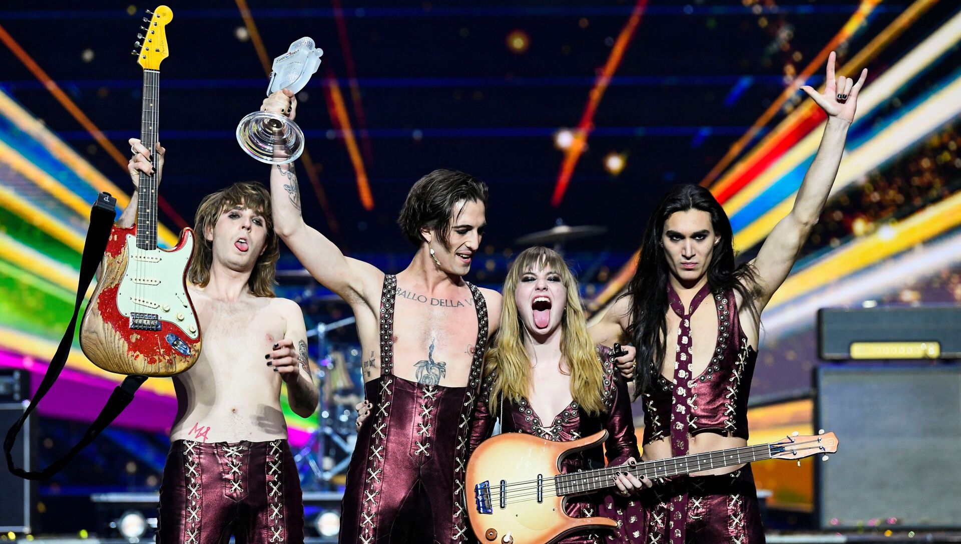 Maneskin of Italy appear on stage after winning the 2021 Eurovision Song Contest in Rotterdam, Netherlands, May 23, 2021.  - Sputnik International, 1920, 22.05.2021