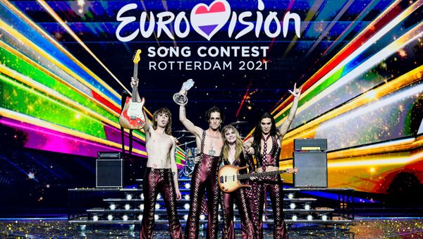 Maneskin of Italy appear on stage after winning the 2021 Eurovision Song Contest in Rotterdam, Netherlands, 23 May 2021.  - Sputnik International