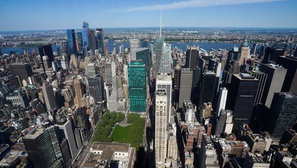 Midtown Manhattan and Bryant Park are pictured from the observation deck of the still under construction One Vanderbilt tower in the Manhattan borough of New York City, 11 May 2021. - Sputnik International