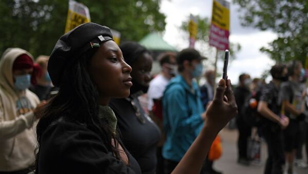 FILE - In this Saturday, June 13, 2020 file photo Sasha Johnson, of the Black Lives Matter movement attends a protest at Hyde Park in London - Sputnik International