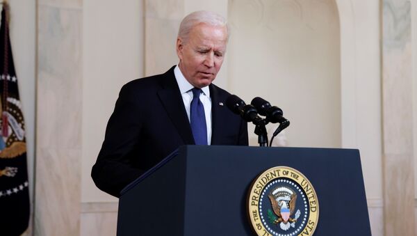 U.S. President Joe Biden delivers remarks before a ceasefire agreed by Israel and Hamas was to go into effect, during a brief appearance in the Cross Hall at the White House in Washington, U.S., May 20, 2021. - Sputnik International